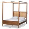 Baxton Studio Malia Modern and Contemporary Walnut Brown Finished Wood and Synthetic Rattan King Size Canopy Bed 184-11044-Zoro - alternate 9